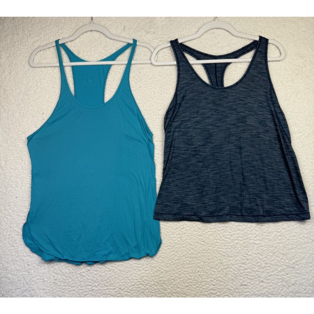 Lululemon Racerback Tank Top Womens Medium Blue Grey Swiftly Tech‎ Run Yoga Gym